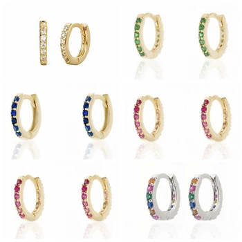 

Lateefah Women Hoop Earrings Ring Round Earrings Korean Stud Earrings Loop Rainbow Zirconia 100% Sterling Silver 925 Jewelry