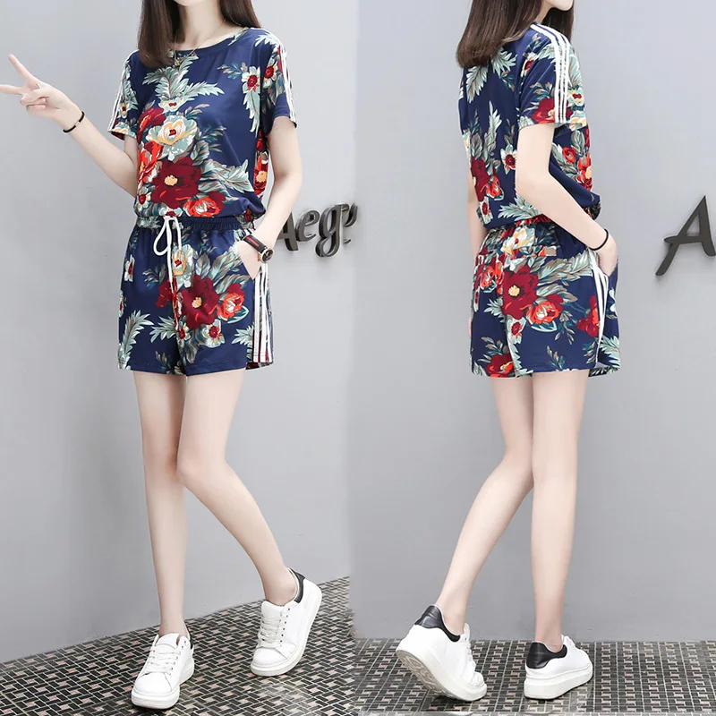 

2018 New Style Large Size Loose-Fit Slimming Two-Piece Set Fashion Western Style Shorts Loose Pants WOMEN'S Suit Summer