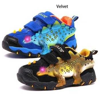 

Dinoskulls Boys Light Up Shoes LED Kids Sneakers 3D Dinosaur Leather Children's Trainers 2020 Running Tenis Glowing Shoes