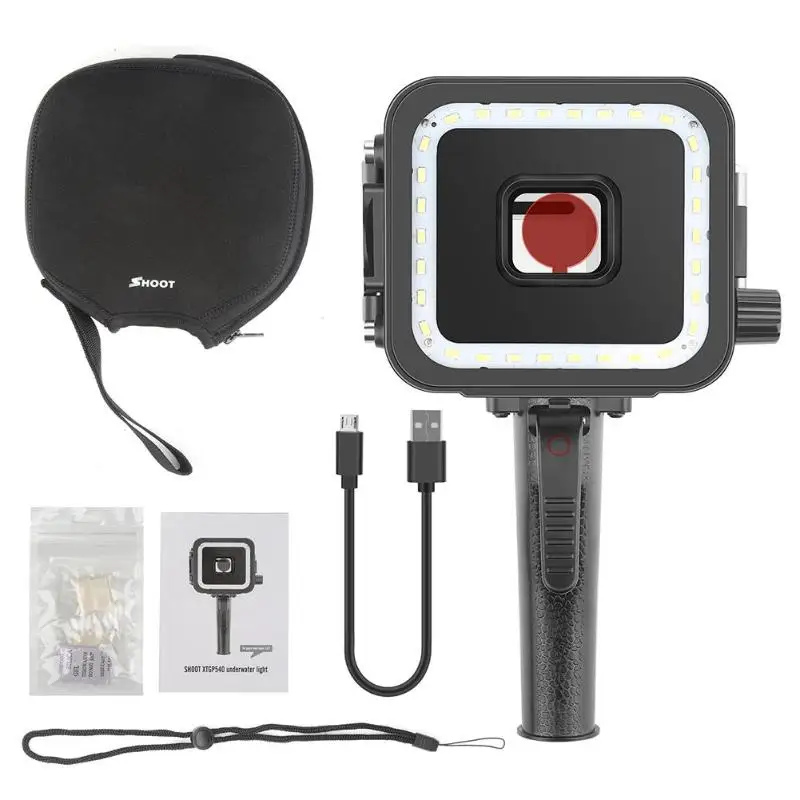 35m Diving Fill Light Underwater Flash Lamp with Red Filter Waterproof Ergonomic Handle Three Modes for GoPro Hero 5 6 7