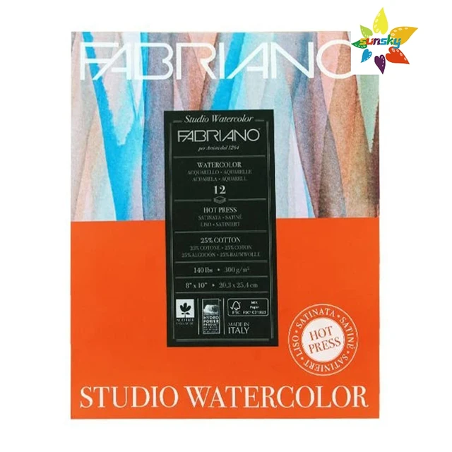 Fabriano Studio Watercolor Paper Pad,300gsm,140 LB,hot press,acid