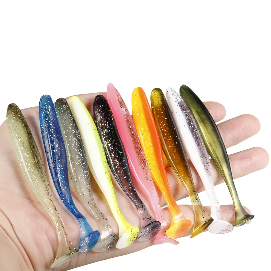 10pcs/Lot Fishing Jig Wobblers Soft Lures 70mm 55mm Easy Shiner Double Color Silicone Artificial Bait Swimbait Carp Bass Tackle