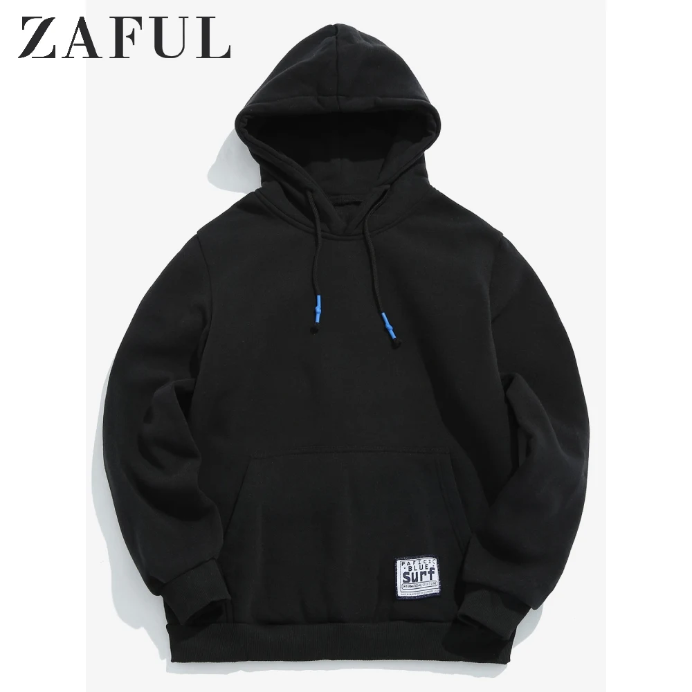 

ZAFUL Solid Color Pouch Pocket Fleece Hoodie Basic Hooded Sweatshirt Top Simple Style Sweatshirts Autumn Warm Mens Soft Hoodies