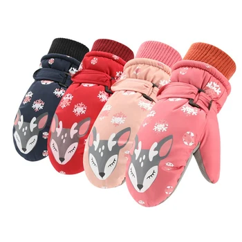 

New Cute Pattern Winter Keep Warm Ski Gloves Children's Velvet Thicken Gloves For 8-12 Years Boys Girls Winter Mittens