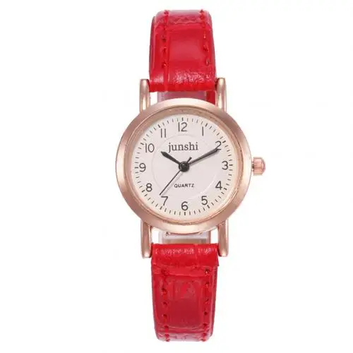 Арабские цифры аналоговые с круглым циферблатом искусственная кожа группа пара кварцевые наручные часы Новая мода часы для влюбленных рождественские подарки - Цвет: Red Women