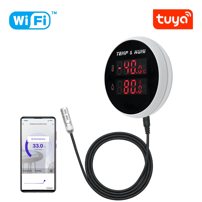 WiFi Thermometer Smart Hygrometer: Indoor Temperature Humidity Sensor with  Backlit Display & App Notification Alerts, Data Storage Export, Calibrated