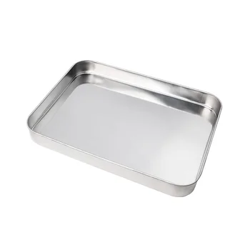 

1 pc Baking Tray Rectangular 10inch Stainless Steel Durable Rice Noodles Roll Plate for Home Restaurant