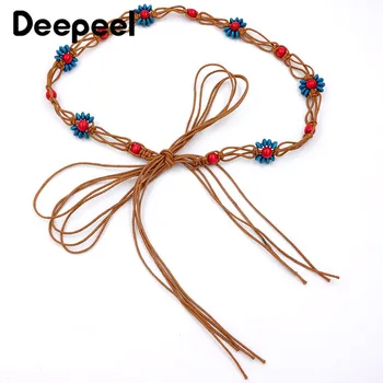 

Deepeel 1pc 165cm Women Woven Thin Waist Chain Fashion Beaded Tassel Waist Rope Cummerbunds Female Decorative Corset Belt CB693