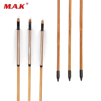 

31 inches Bamboo Arrows Craftsmans Handmade Flecha Turkey Feathers Metal Arrowhead for 40-70lbs Bow Archery Hunting