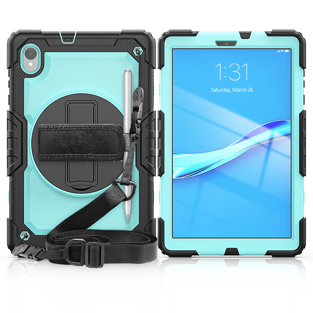 Case Compatible With Lenovo Tab M10 3rd Gen 10.1inch TB328FU / TB328XU(2022),with Kickstand Three-Layer Hybrid Full Body Case Rugged Shock-Proof Fall Protection Cover (NavyBlue Blue