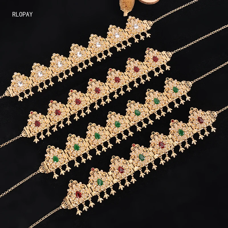 New Morocco Algeria Wedding Headpiece Rhinestone Bridal Headwear Luxury Gold Plated Wedding Hair Accessories Bridal Headdress