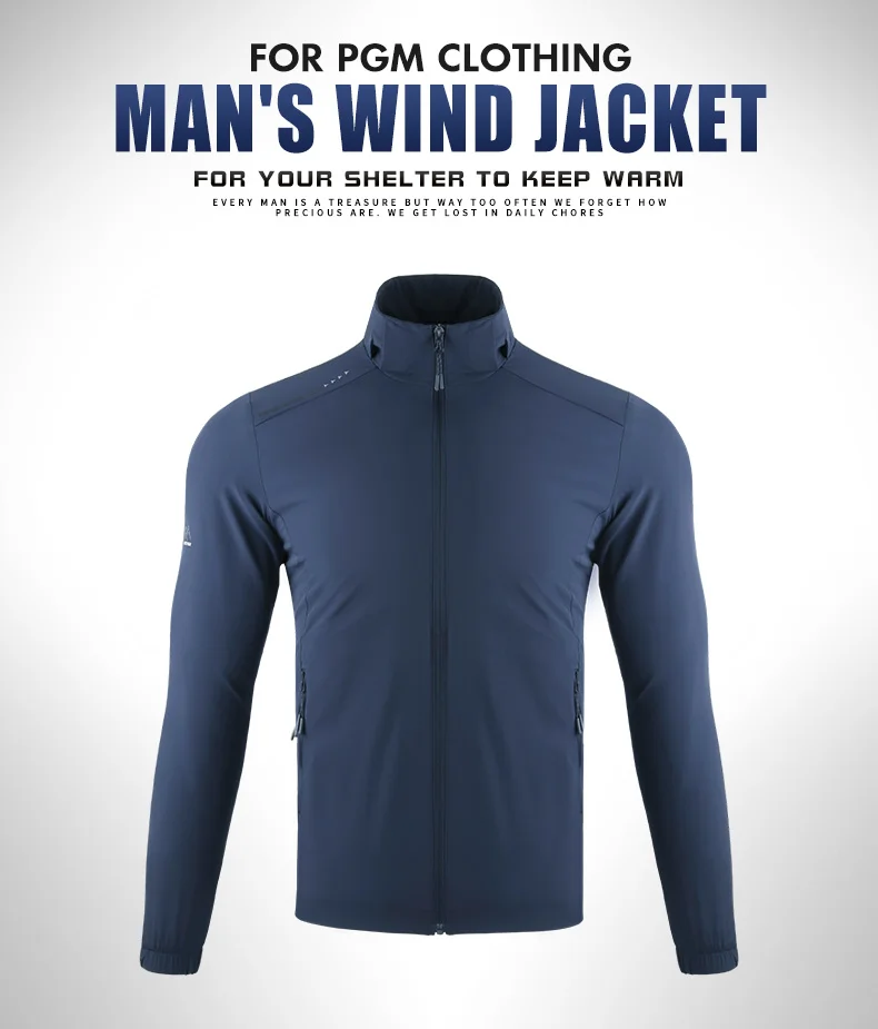 New! PGM Premium Golf Apparel Mens Autumn Winter Black Jacket Double Waterproof Windbreaker Sports Leisure Jersey Hat Detachable