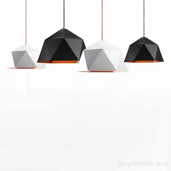 

Modern Simple Iron Art Pendant Lights Loft Pendant Lights Industrial Decor Hanging Lamp Geometric Kitchen Black Home Lighting AC