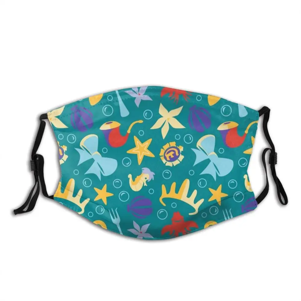 

Under The Sea Funny Print Reusable Pm2.5 Filter Face Mask Little Sea Ocean Triton Sea Horse Fork Crab Starfish Mermaid Prince