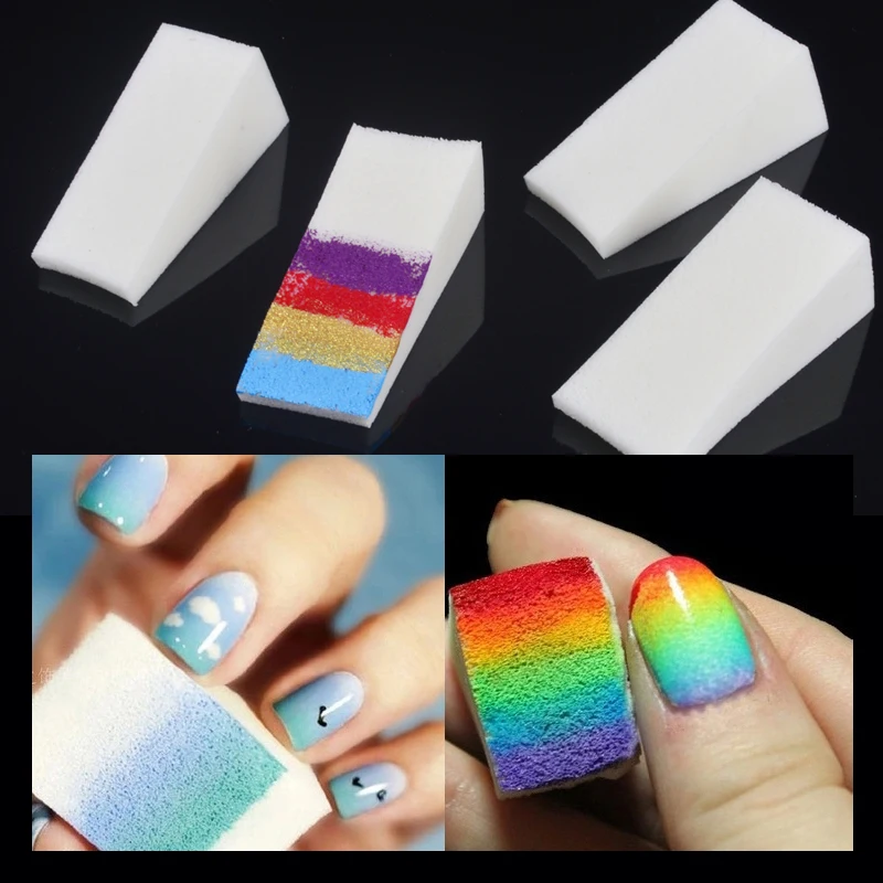 Wholesale 50Pcs Gradient Nails Soft Sponges For Nail Polish Color Fade Woman DIY Acrylic Makeup Manicure Art Accessory | Красота и