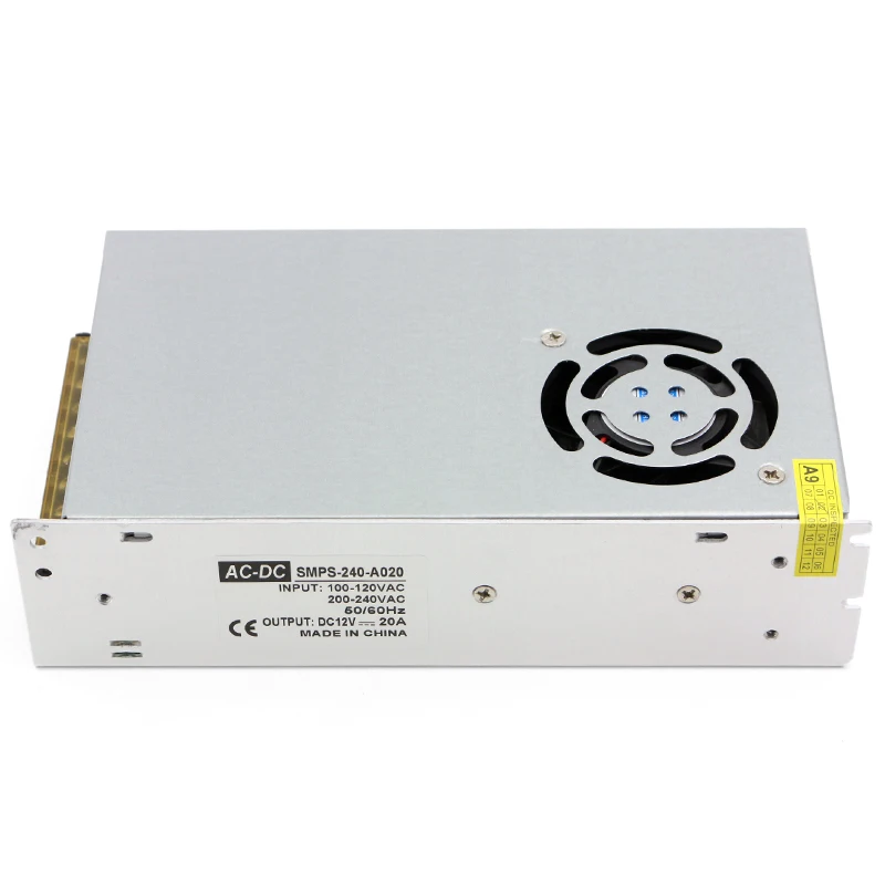 DC12V 20A Fan Cooling switching power supply AC100-120V 200-240V power adapter for cctv camera LED with CE FCC ROHS certificated