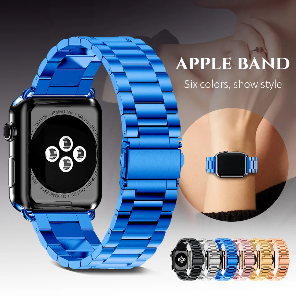 

38mm 42mm Smart Watch Metal Band For Apple Watch Strap three Links Bracelet Stainless Steel Band for iWatch