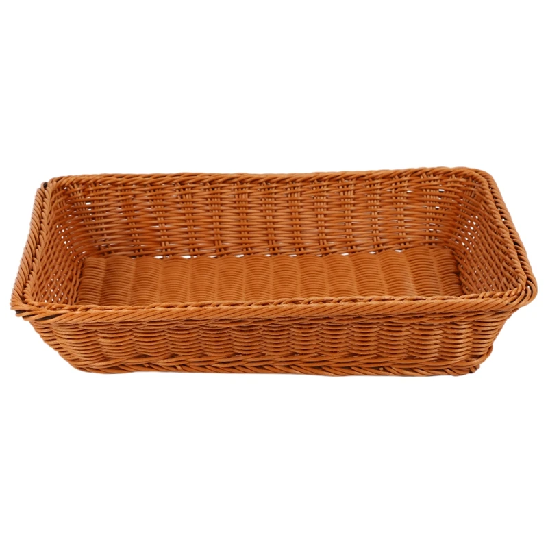 Bread Basket,Rectangle Imitation Rattan Bread Basket,Food Serving Baskets,Restaurant Serving