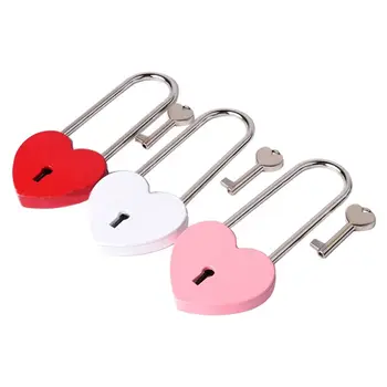 

Heart-Shaped Long Wish Lock Padlock with Key for Lovers Wedding Travel Supplies