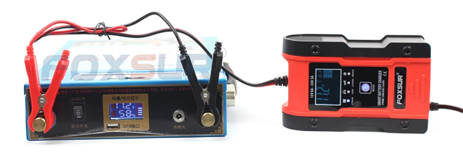 Truck Battery Charger Heavy Duty , FOXSUR 12V 6A 24V 3A Car Smart Battery Charger Fast Charge AGM LiFePO4 Lead-Acid Battery Truck Battery Charger Heavy Duty , FOXSUR 12V 6A 24V 3A Car Smart Battery Charger Fast Charge AGM LiFePO4 Lead-Acid Battery