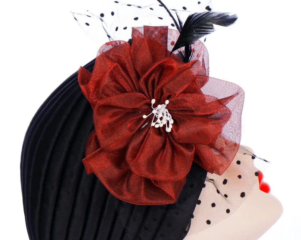 Helisopus модные женские туфли большие тюрбан с цветком Свадебные вечерние свадебные шапочка элегантная шапка Хемо Кепки женские аксессуары для волос