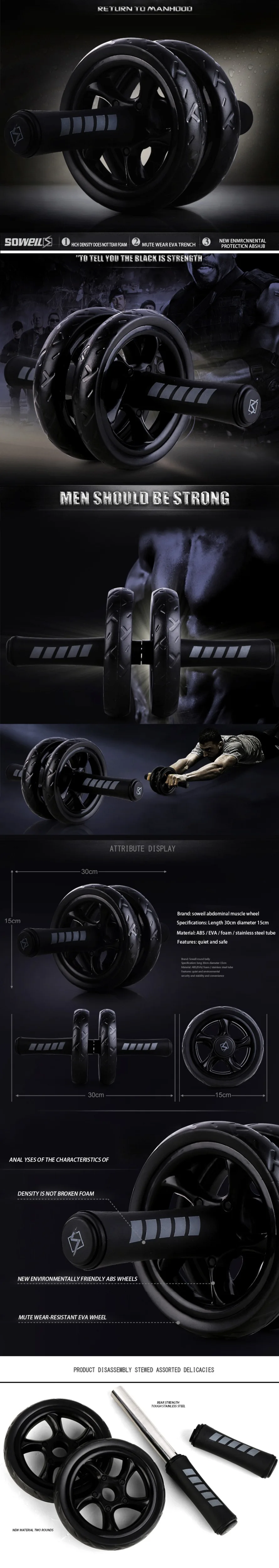 Новое Keep Fit колеса без шума колесо Ab ролик с ковриком для упражнений фитнес-оборудование