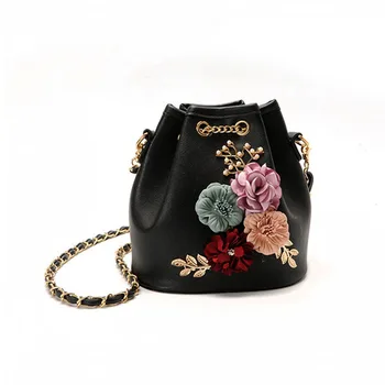 

Korean version of the new flower decoration drawstring bucket single shoulder bag petals hand bag bag bag trend bucket bag bag