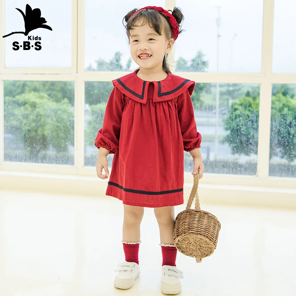 Осень 2019 платье принцессы с длинным рукавом двухслойное воротником Питер Пэн