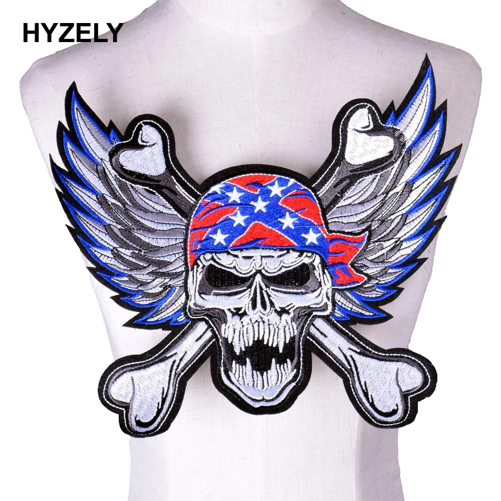 Big Size Skull Wings Punk Iron On Jackets Jeans Patch Embroidered Badge Sewing Appliques for Clothes Decoration | Дом и сад