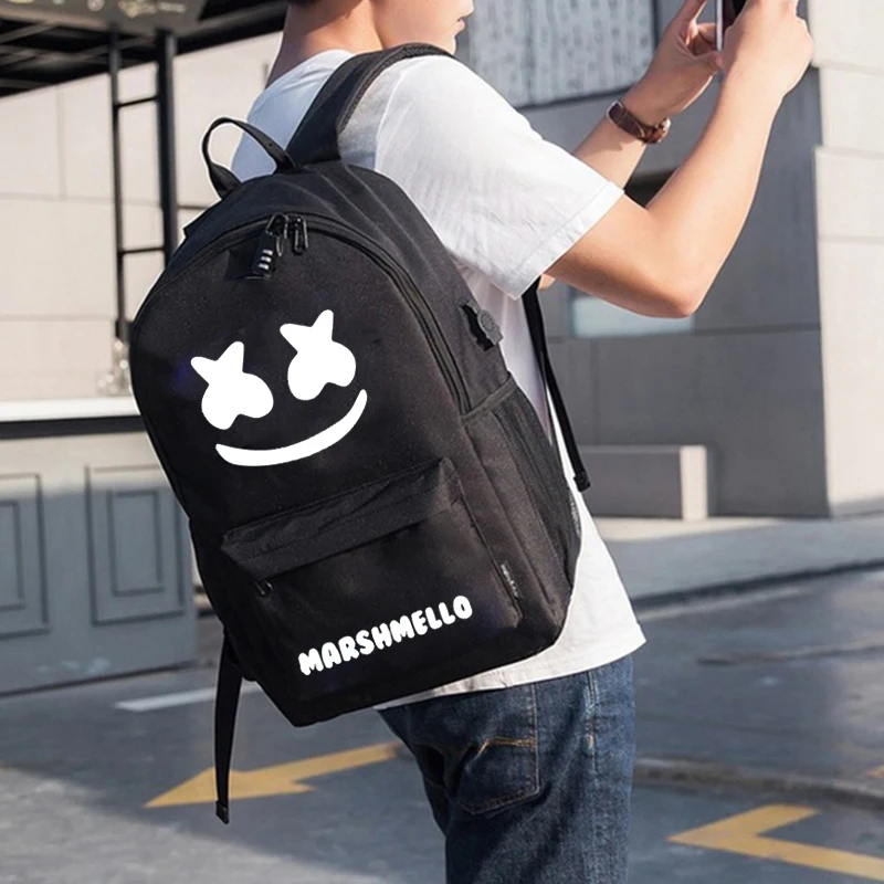 Best DJ Marshmallow School Bag for Teenager Student Backpack Can USB Charging Anti theft Laptop bag Boys Girls Luminous Rucksack