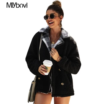 

Brown Casual Teddy Coat Winter Fleece Plus Size Warm Thick Faux Fur Jacket Coat Women Pockets Plush Overcoat Outwear