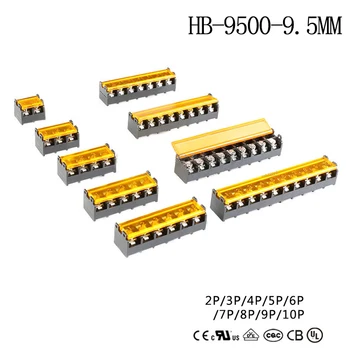 

5/2Pcs HB-9500- 9.5mm 2P-10P Barrier Terminal Block Connector with Cover PCB Mount connector