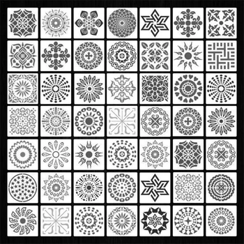 

48 PCS Mandala Stencils Template Reusable Painting Stencils For DIY Painting Art