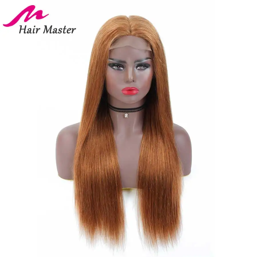 Hair Master 4x4 закрытие парик Мёд блондинка Цвет 30 Реми бразильские прямые волосы парик с коротким и длинным парики 8-28 дюймов человеческие волосы парик