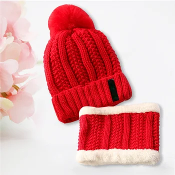 

Fashion Hat&Scarf 2 Pieces Winter Hat Scarf for Women Girls Pompoms Beanies Scarves Set Woman Gift Accessories