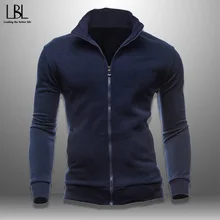 Осенняя Мужская Толстовка Мужская Повседневная Куртка На Молнии Однотонное Худи Спортивная Одежда Толстовки Воротник-стойка Слим Фит Свитшот Топ