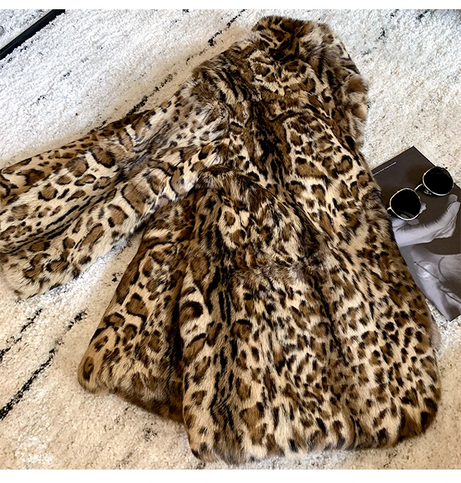 EIFURKOP, модная леопардовая Сексуальная цветная Меховая куртка для женщин, настоящая шуба из натурального кролика, новинка, натуральная кроличья шерсть - Цвет: leopard as photo