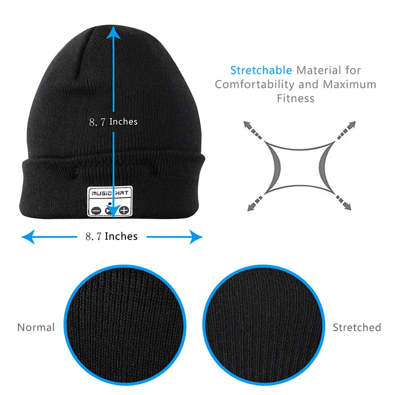 Bluetooth 4.2 Music Hat Winter Wireless Bluetooth Headset Hat Knitted Cap Headphone Warm Winter Hats Earphone Best Gift