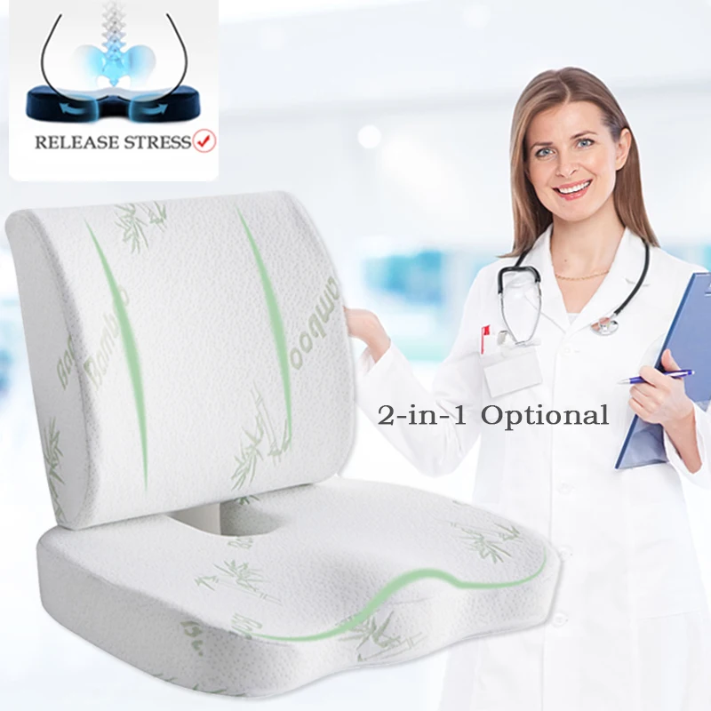 

Car Seat Cushion Coccyx Orthopedic Memory Foam Seat Massage Chair Back Cushion Pad Office Massage Cushion