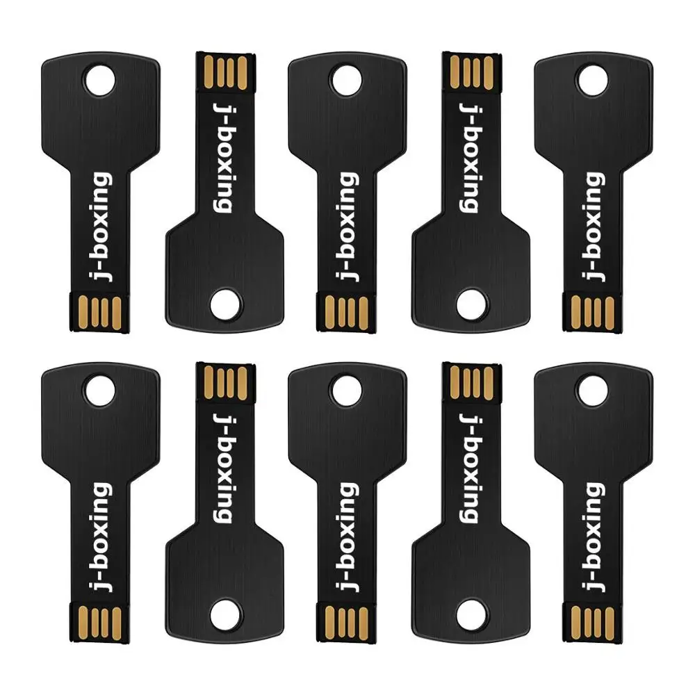 J-бокс 10 шт./лот USB флеш-накопитель в форме ключа, флешка, флешка для ПК Mac, 1 ГБ, 2 ГБ, 4 ГБ, 8 ГБ, 16 ГБ, 32 ГБ, черный