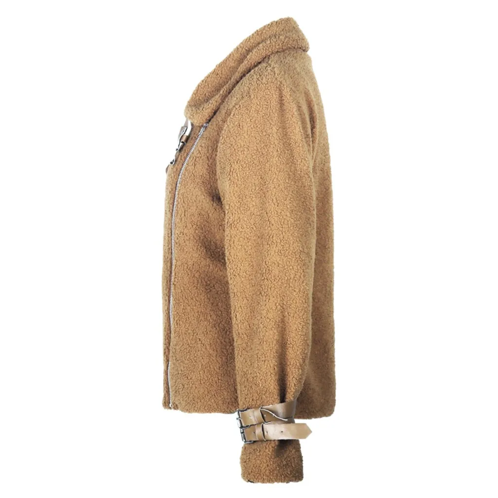 Jaycosin Fashion Women Casual Fleece Winter Warm Jacket Coat Stylish Long Sleeve Comfortable Soft Short Overcoat Outercoat 26#4