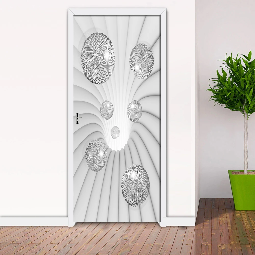 3D Space white ball Sticker Mural Poster Living Room Study Decor Door PVC Self Adhesive Waterproof Wallpaper Decals | Дом и сад