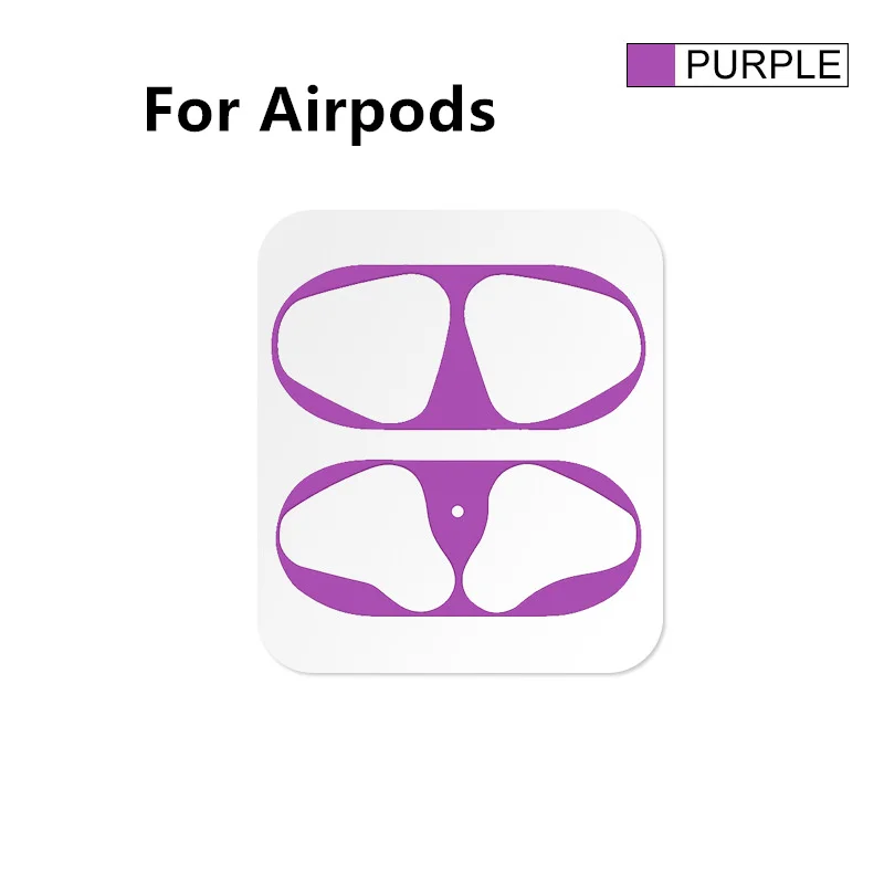 purple for airpods Защита от пыли для Apple Airpods Bluetooth наушники металлические для Airpods 2 Air Pods беспроводные наушники зарядная коробка защита от пыли - Цвет: purple for airpods