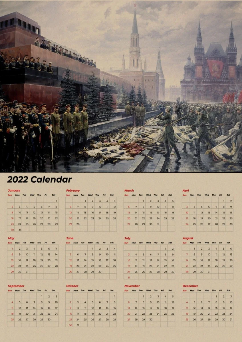 World War Ii Series 2022 Calendar Vintage Kraft Paper Posters Soviet Union Battlefield Tank Leninist Wall Sticker For Room Decor|Wall Stickers| - Aliexpress