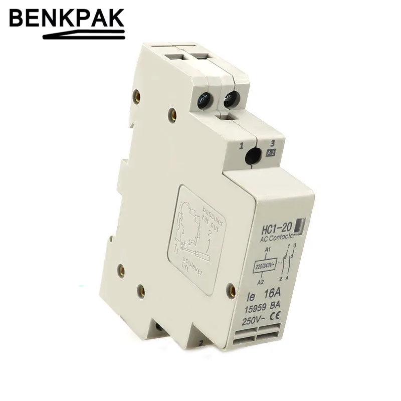 HC1-20 16A 250V Катушка вольт 16A двухполюсный электрический блок переменного тока контактор