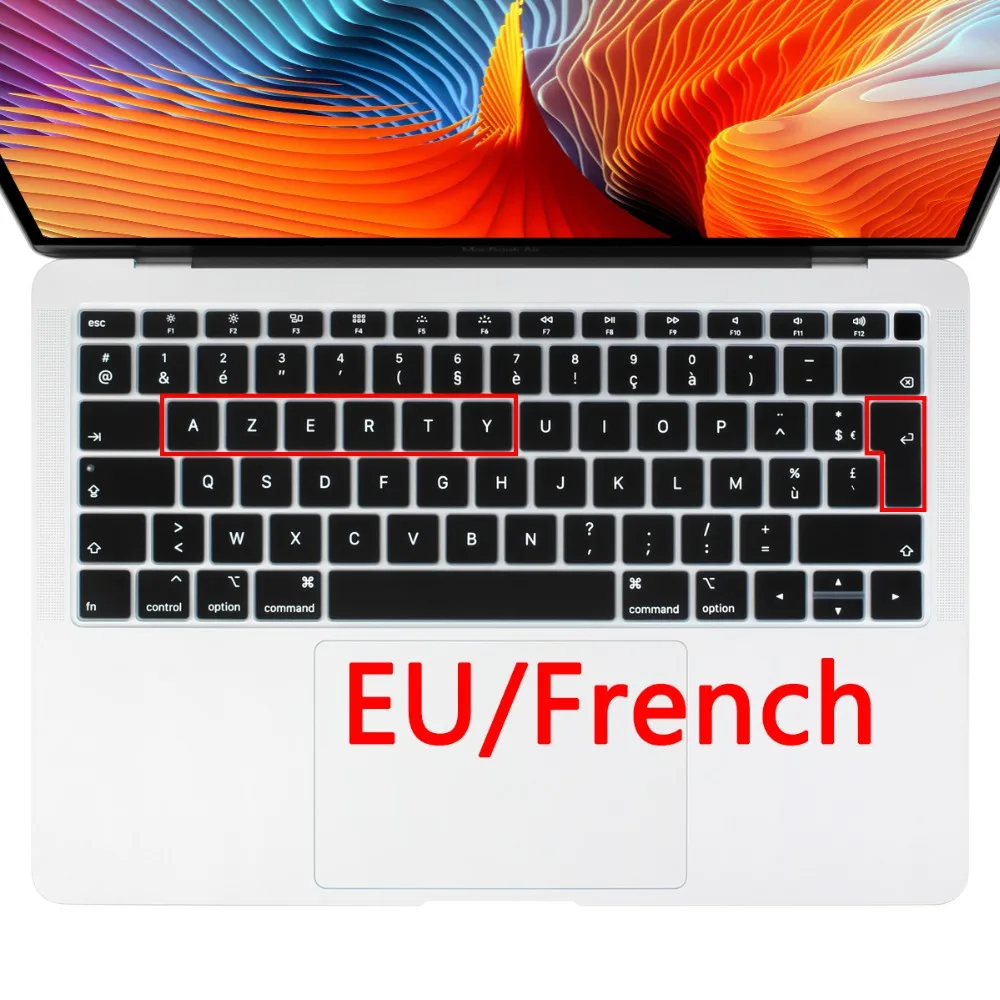 Euro French AZERTY Soft Silicone Keyboard Protector Cover Skin for Macbook Retina Air Pro 13 A2289 A2251 A1706 A2179 A1932