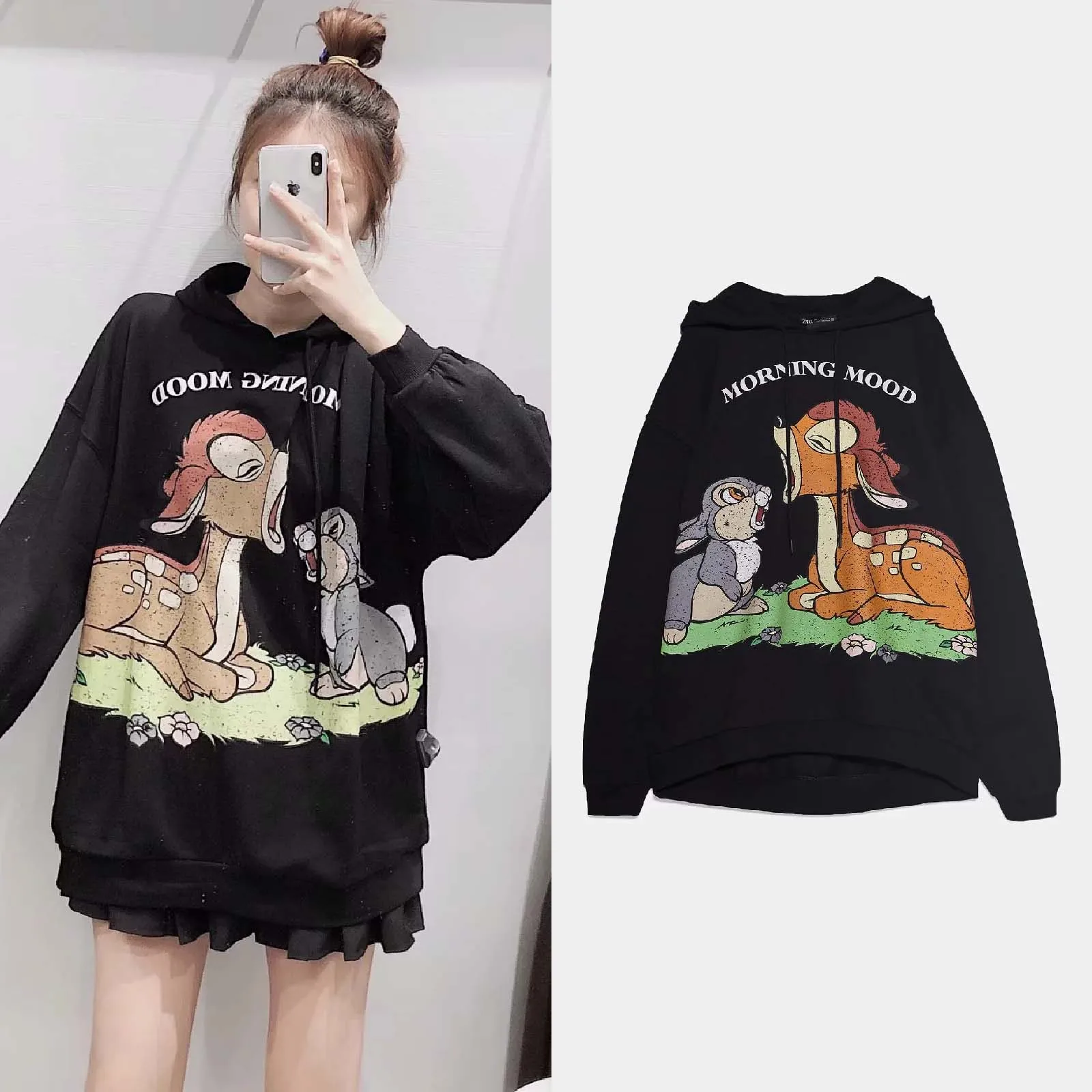 sweatshirt streetwear women clothing The Little Mermaid carton print autumn fashion o neck long sleeve oversize pullover - Цвет: QQ0688 Hooded