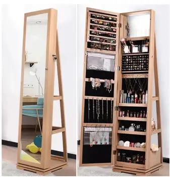 

Rotating full-body mirror cloakroom floor mirror Modern minimalist fitting mirror Jewelry storage locker dressing mirror