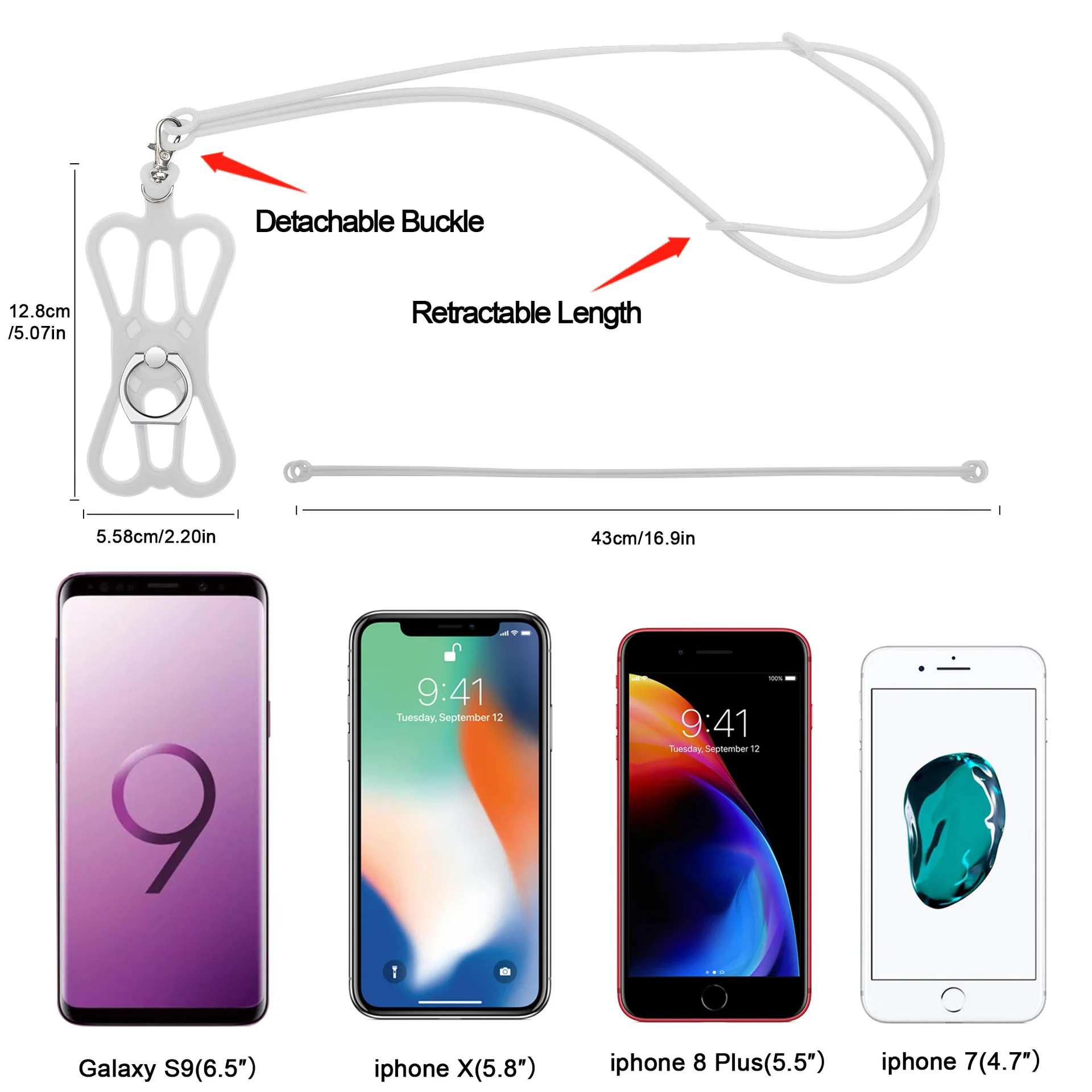 Чехол с ремешком для IPhone X XR XSMAX, Универсальный мягкий чехол из ТПУ с эластичной веревкой, спортивный ремешок на шею для samsung S10