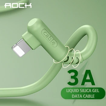 USB-кабель ROCK 3A из жидкого силикона для быстрой зарядки iPhone 11 Pro Max X XR XS 8 7 6S SE